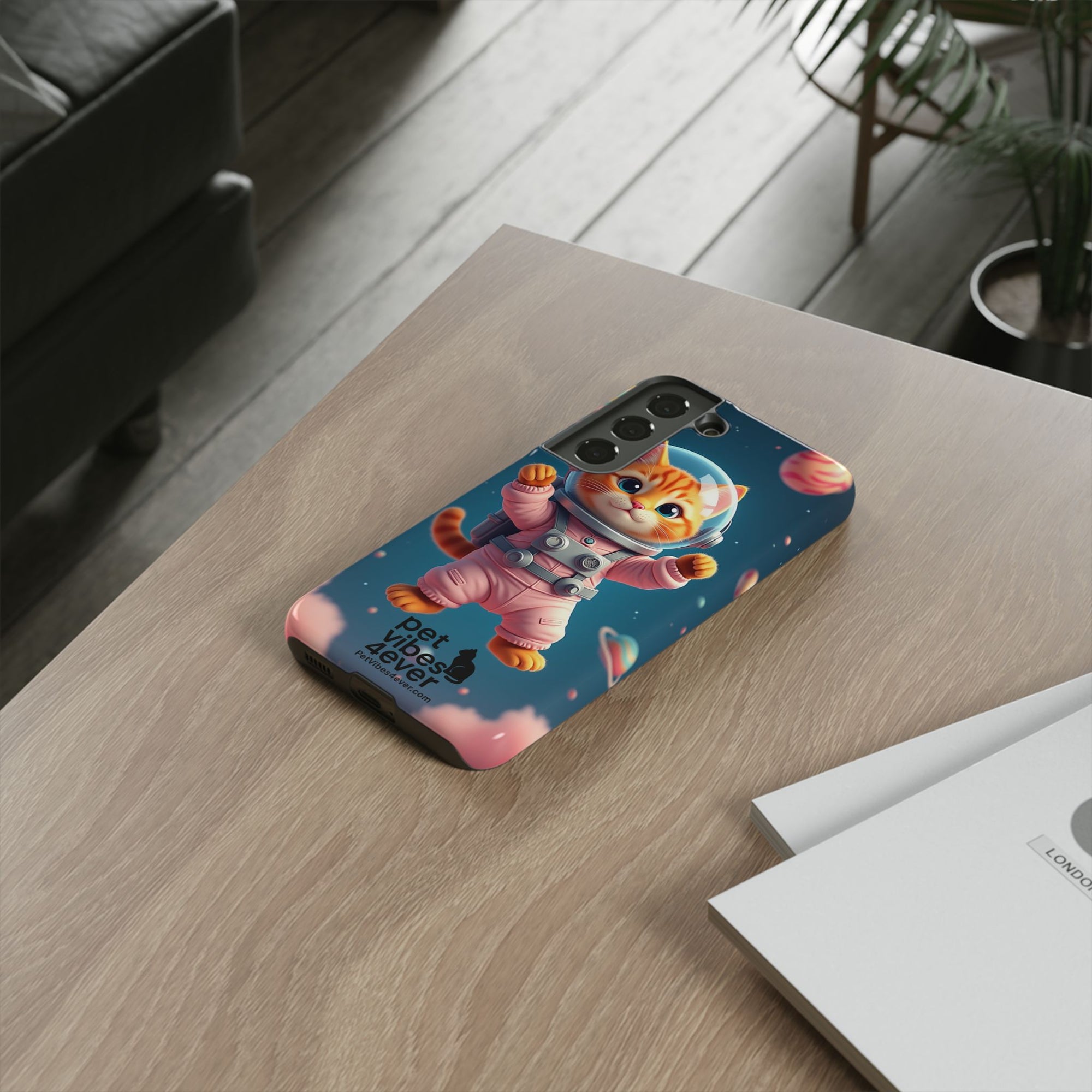 Cute Cat Phone Case, Astronaut Cat Case, Pet Lover Gift, Space Theme Accessories, Galaxy Cat Phone Cover
