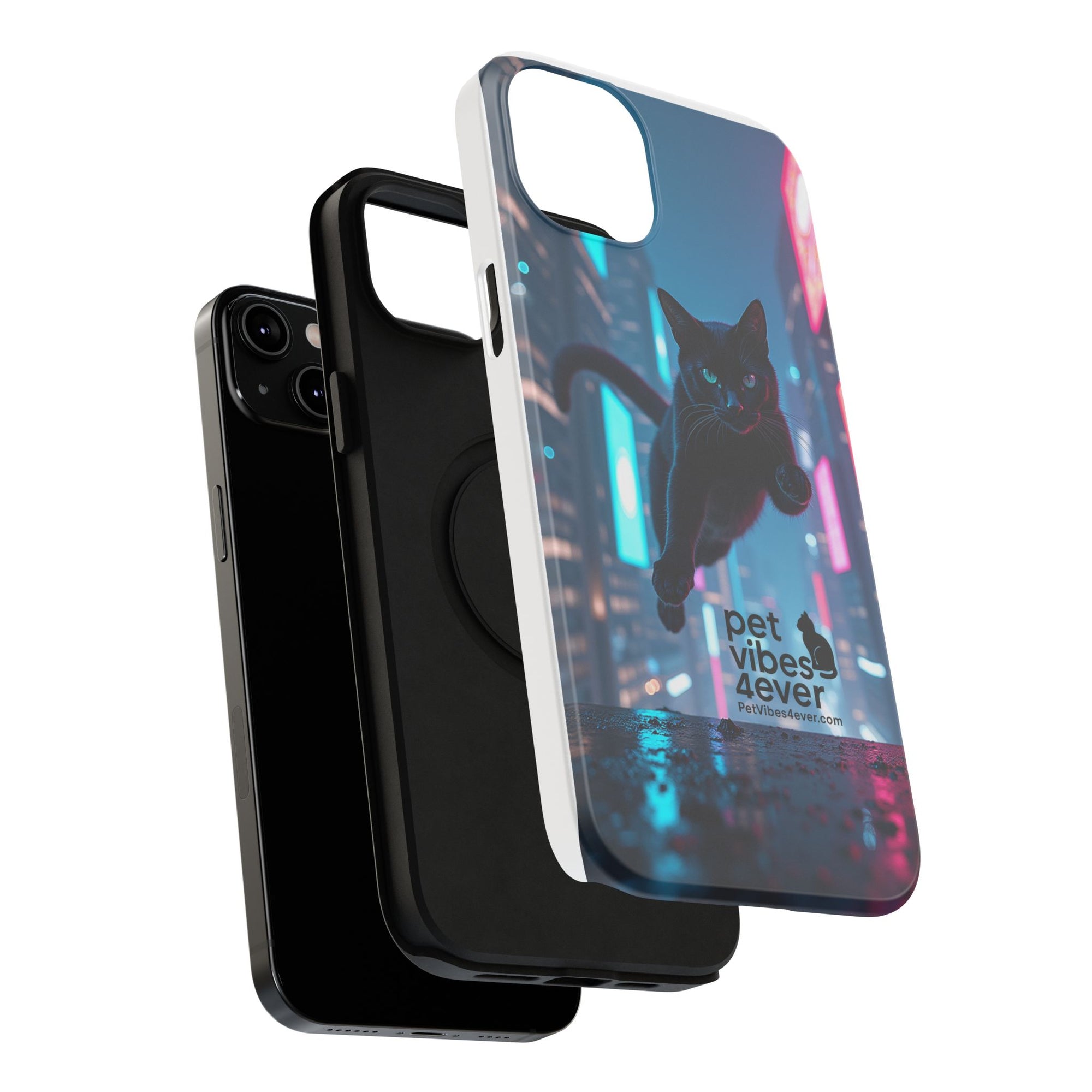 Cat-Themed Phone Case with Pet Vibes Design, Impact-Resistant Phone Case, Gift for Cat Lovers, Cute Pet Merchandise, Stylish Phone Accessory