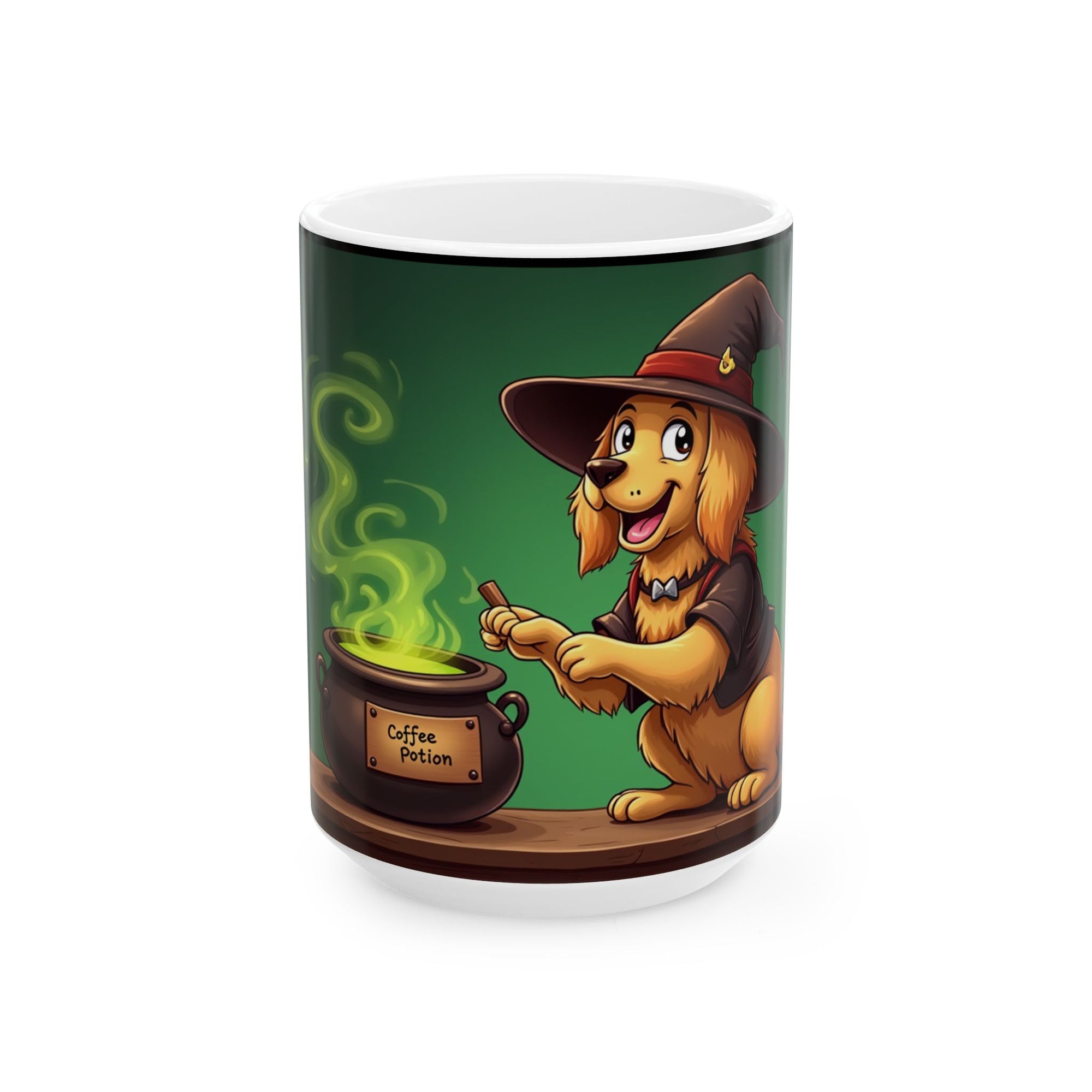 Whimsical Wizard Dog Mug, Cute Coffee Cup, Gift for Pet Lovers, Halloween Decor, Fantasy Beverage Container