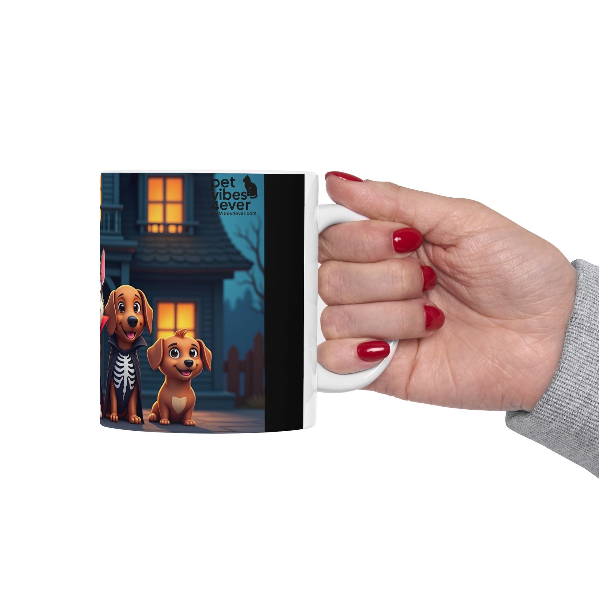 Halloween Dog Lovers Mug, Cute Canine Gift, Pet Owner Coffee Cup, Trick or Treat Drinkware, Spooky Pet Mug