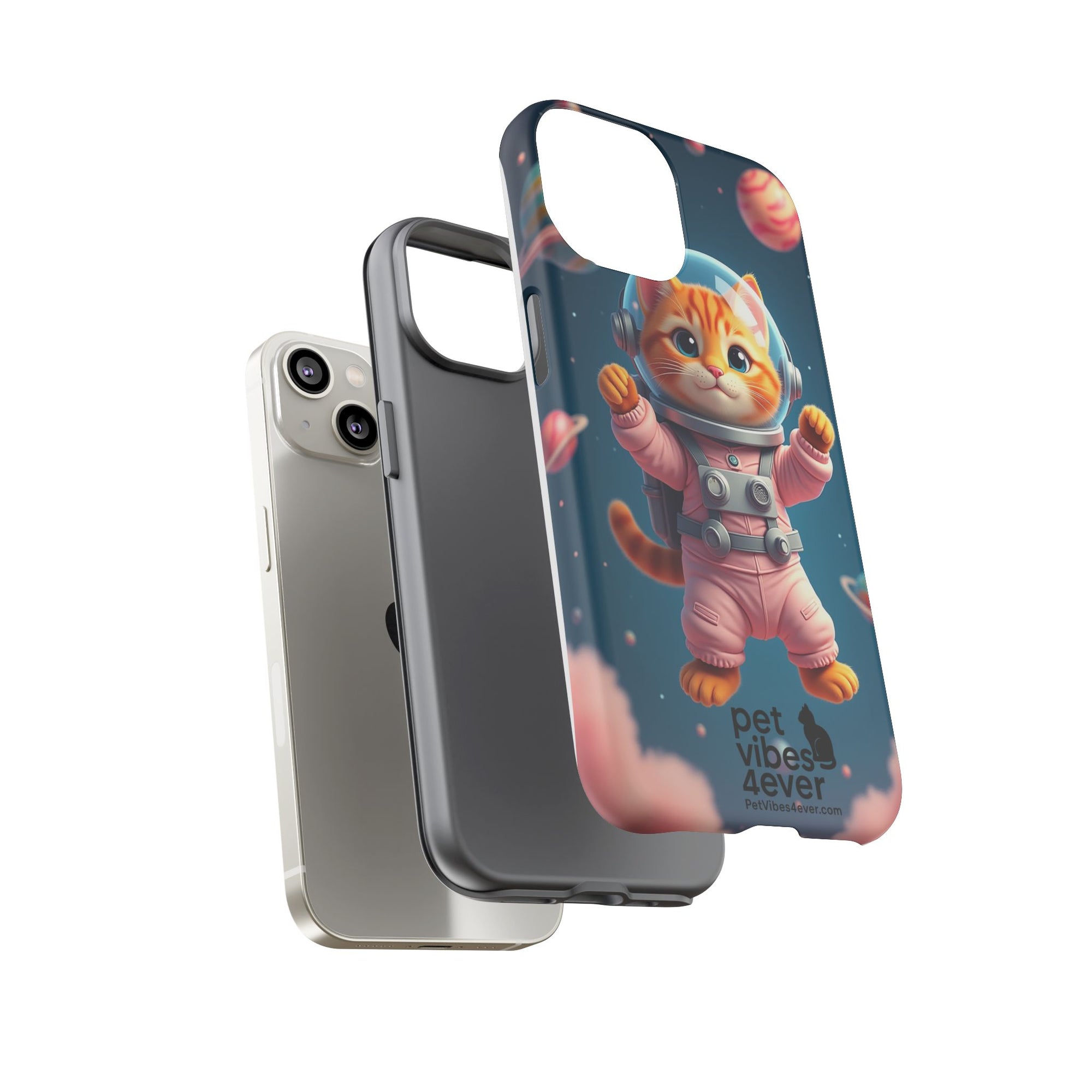 Cute Cat Phone Case, Cat Lovers Gift, Astrological Accessories, Fun Tech Gear, Space Theme Phone Cover