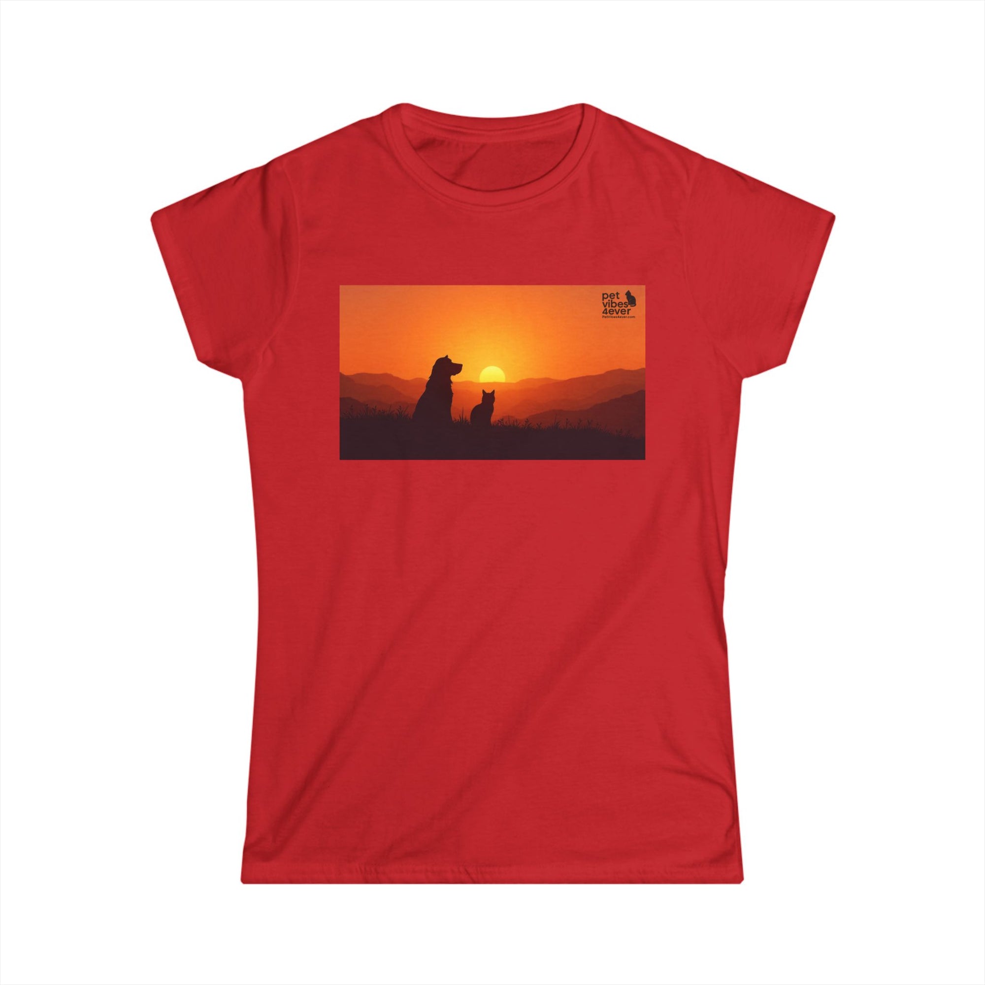 Women's Sunset Dog Lovers Tee, Cute Pet Lover Shirt, Animal Lover Gift, Casual Wear, Summer Top, Dog Mom Apparel