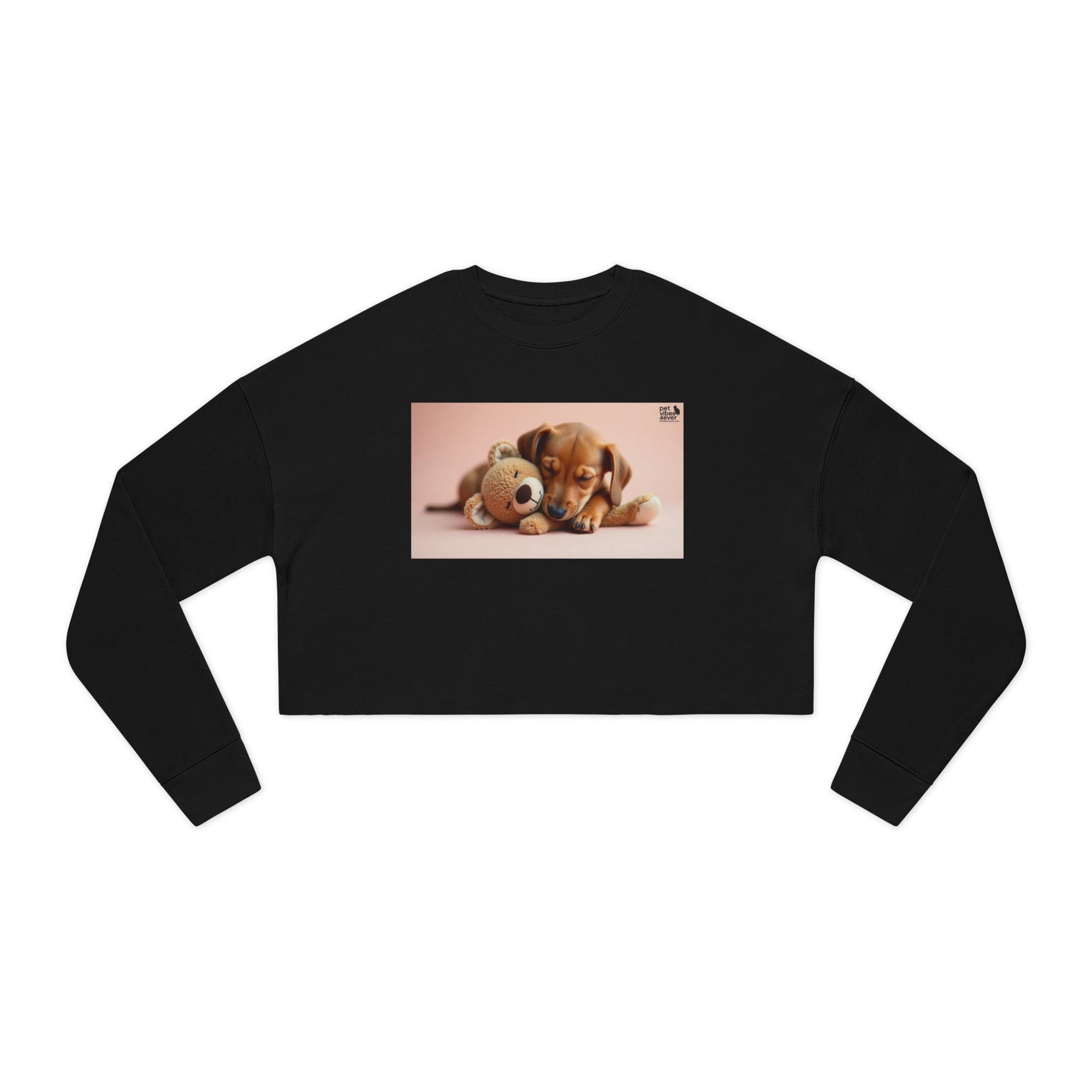 Cute Puppy & Teddy Bear Cropped Sweatshirt, Cozy Animal Sweatshirt, Dog Lover Gift, Pet Themed Top, Comfortable Casual Wear