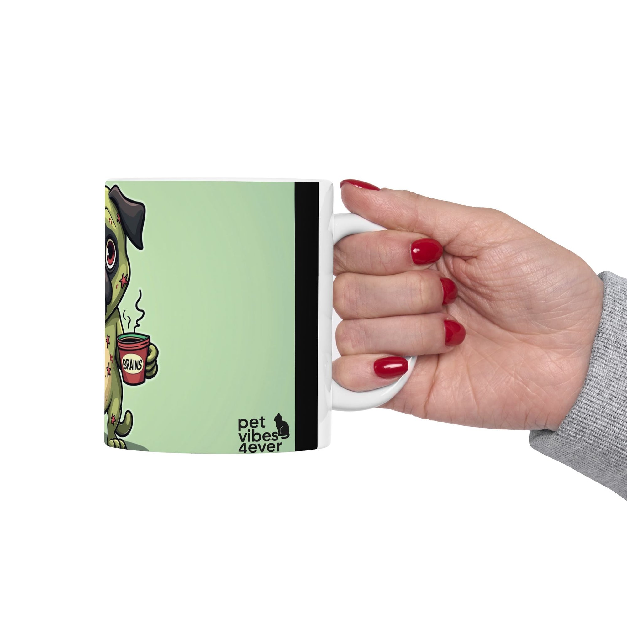 Cute Pug Zombie Mug, Funny Coffee Cup for Pet Lovers, Halloween Gift, Home Decor, Dog Lover's Present