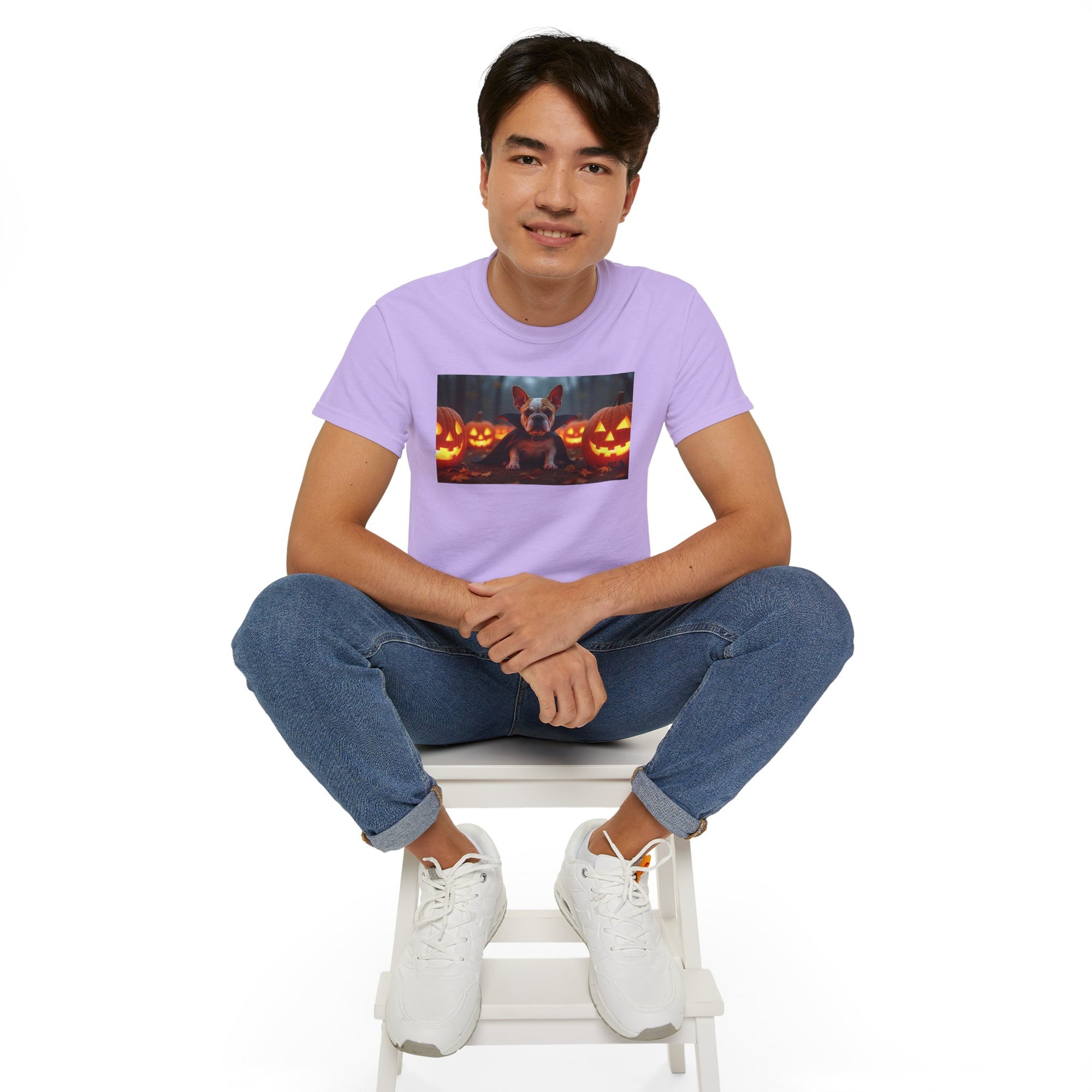 Halloween Dog Graphic Tee, Pumpkin Shirt, Fall Apparel, Casual Wear for Pet Lovers, Unisex Halloween T-Shirt
