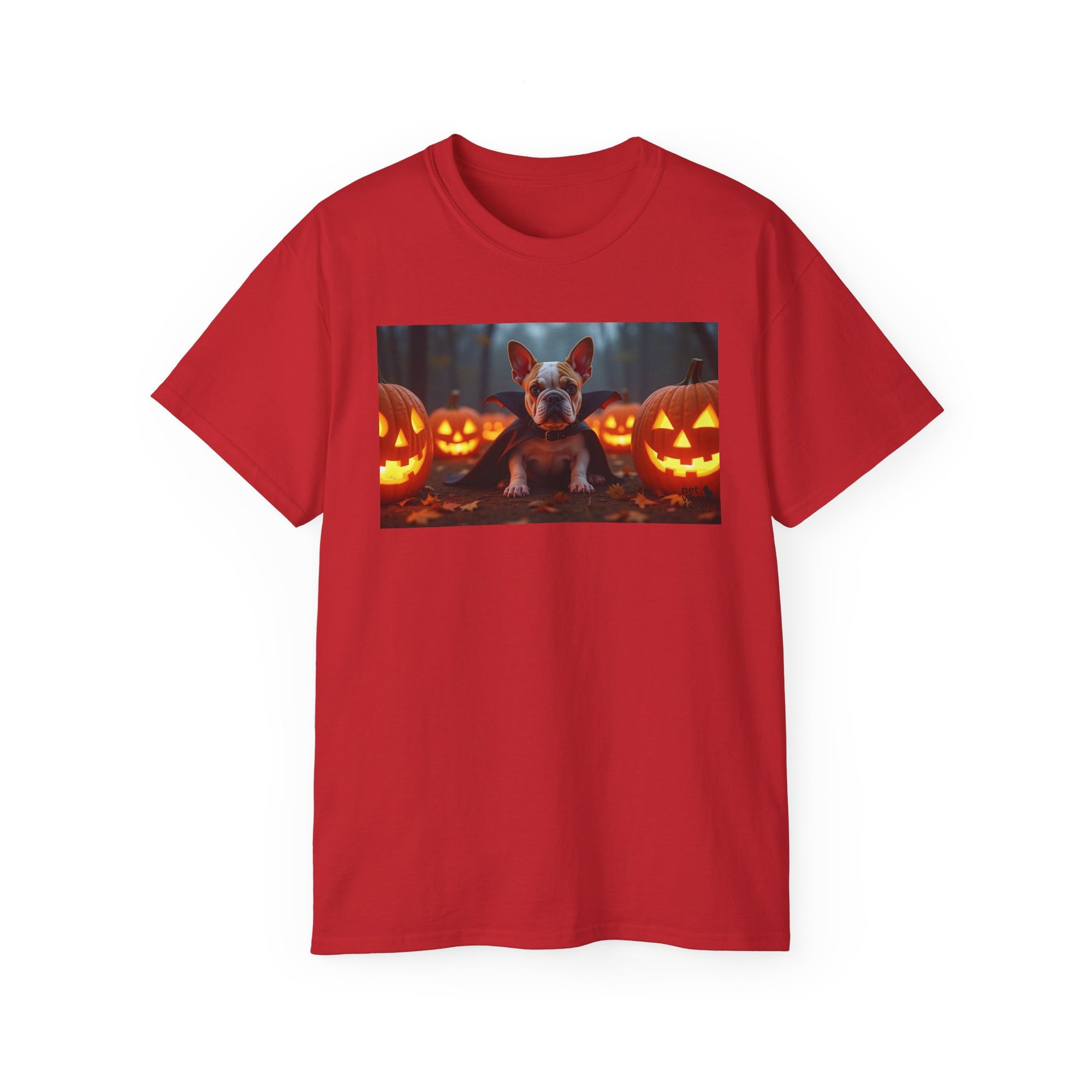 Halloween Dog Graphic Tee, Pumpkin Shirt, Fall Apparel, Casual Wear for Pet Lovers, Unisex Halloween T-Shirt