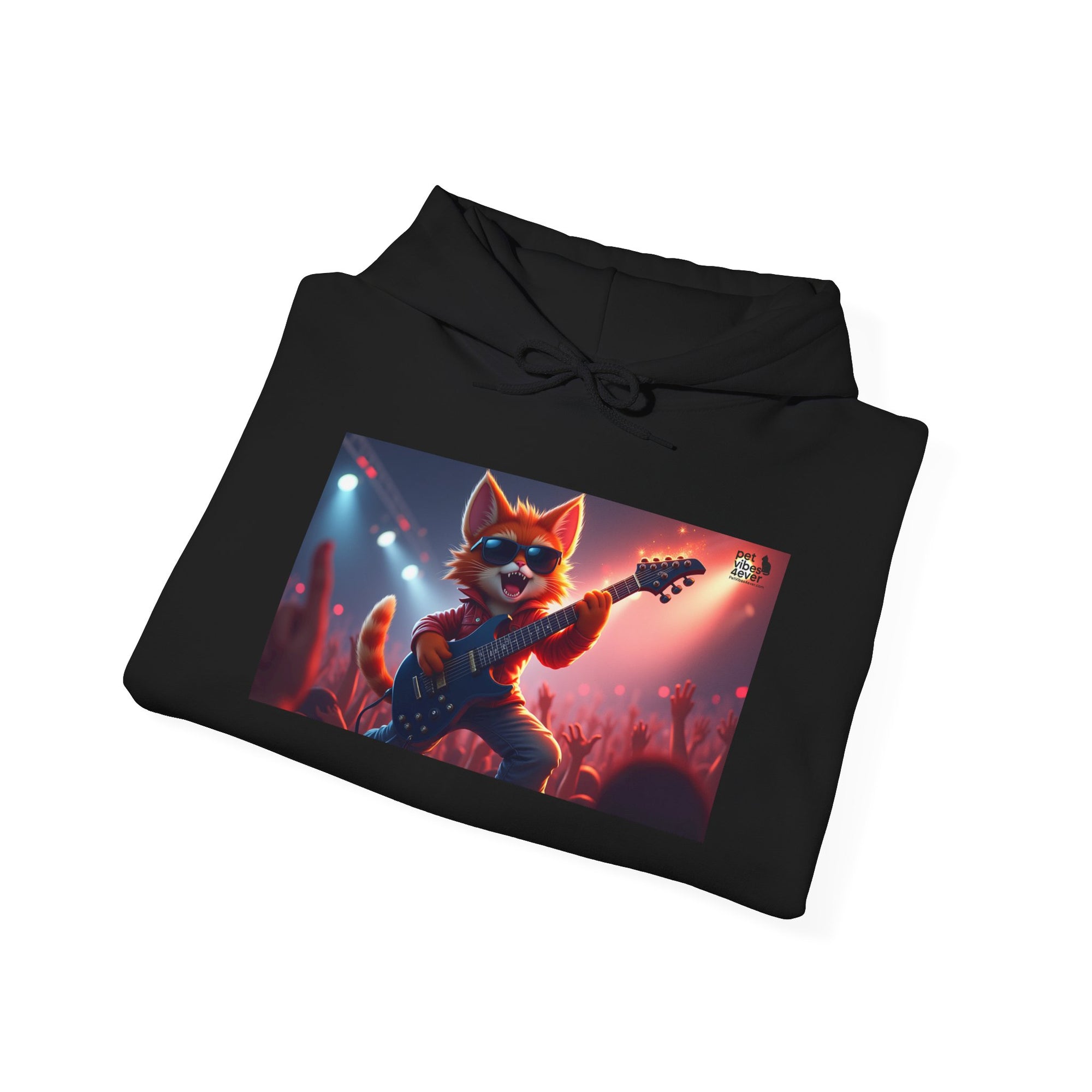 Funky Cat Hoodie - Unisex Heavy Blend Sweatshirt, Cool Graphic Hoodie, Perfect Gift for Cat Lovers, Concert Apparel, Cozy Style