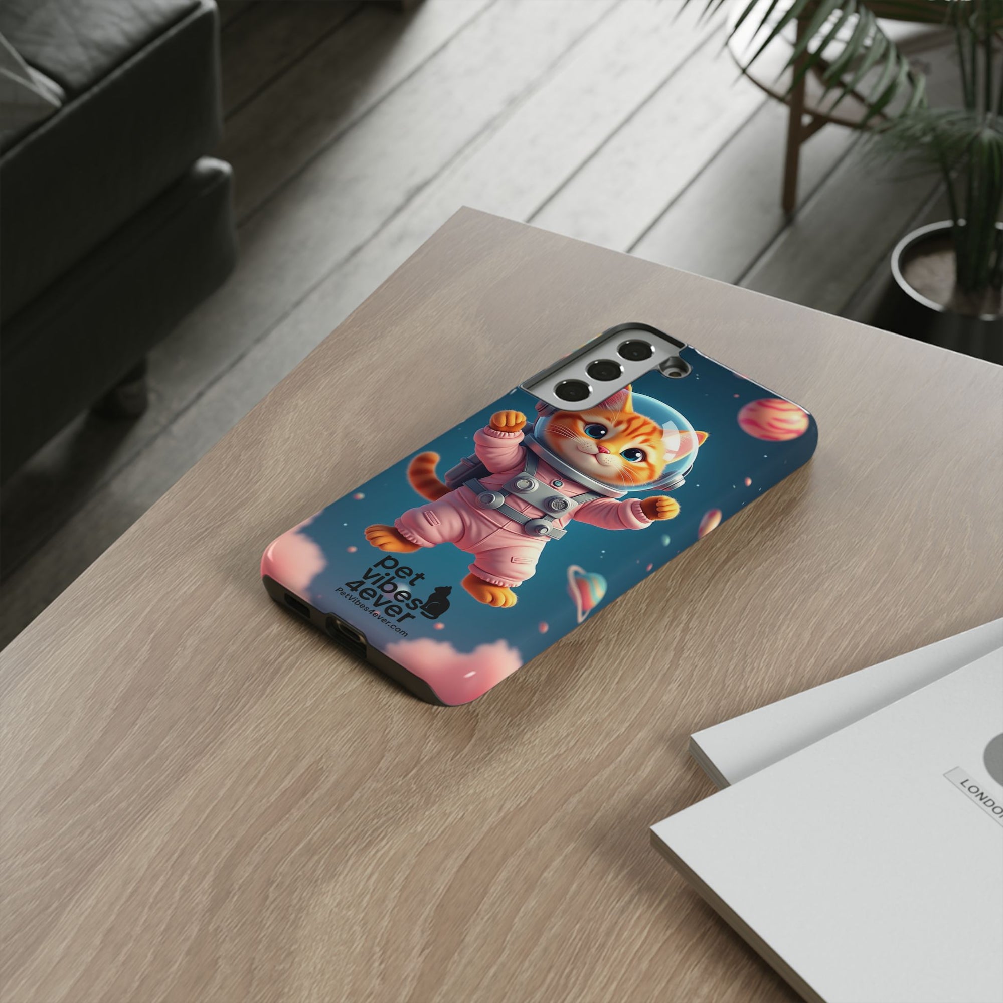 Cute Cat Phone Case, Astronaut Cat Case, Pet Lover Gift, Space Theme Accessories, Galaxy Cat Phone Cover