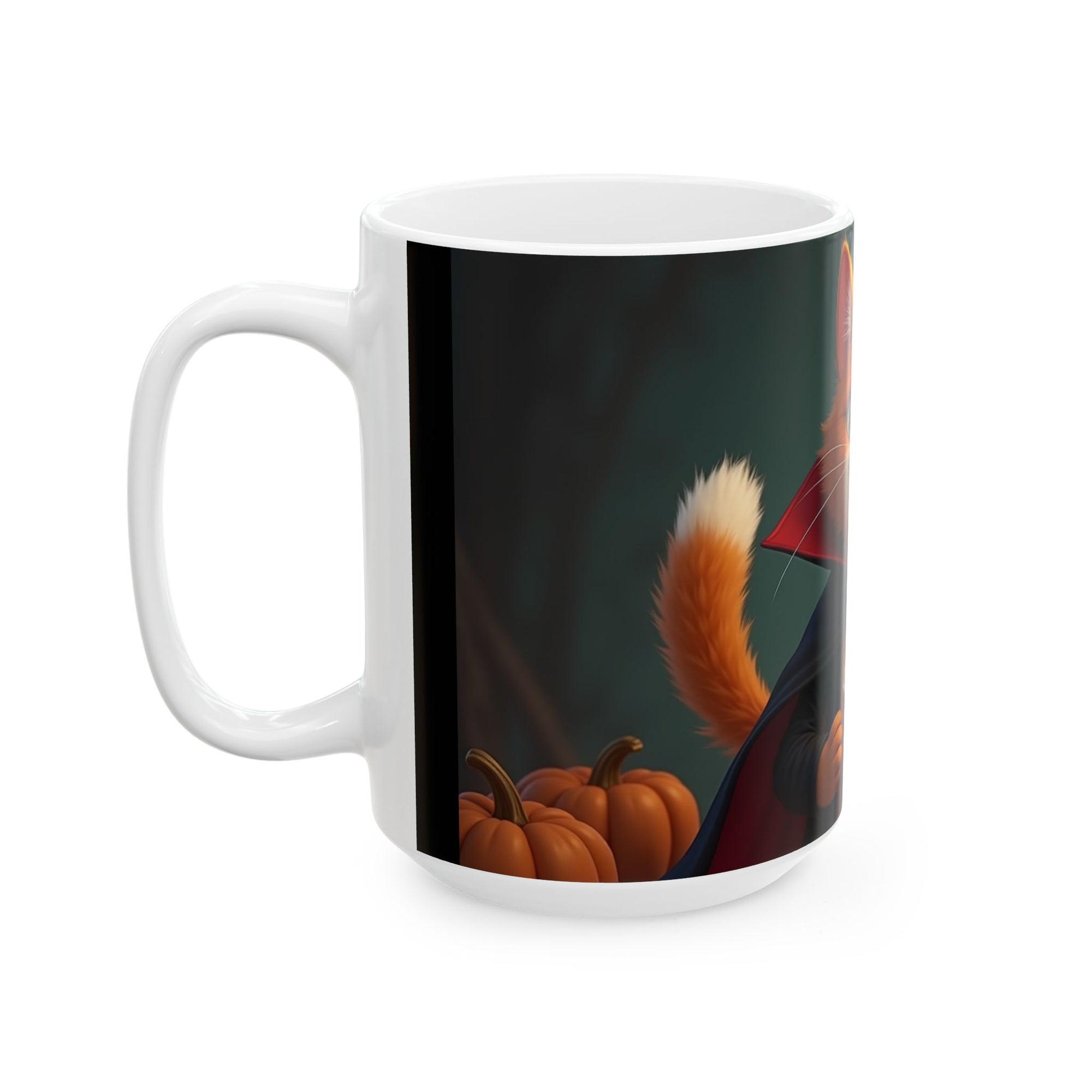Spooky Cat Ceramic Mug - Halloween Coffee Cup for Cat Lovers, Cute Gift, Pumpkin Design, 11oz & 15oz