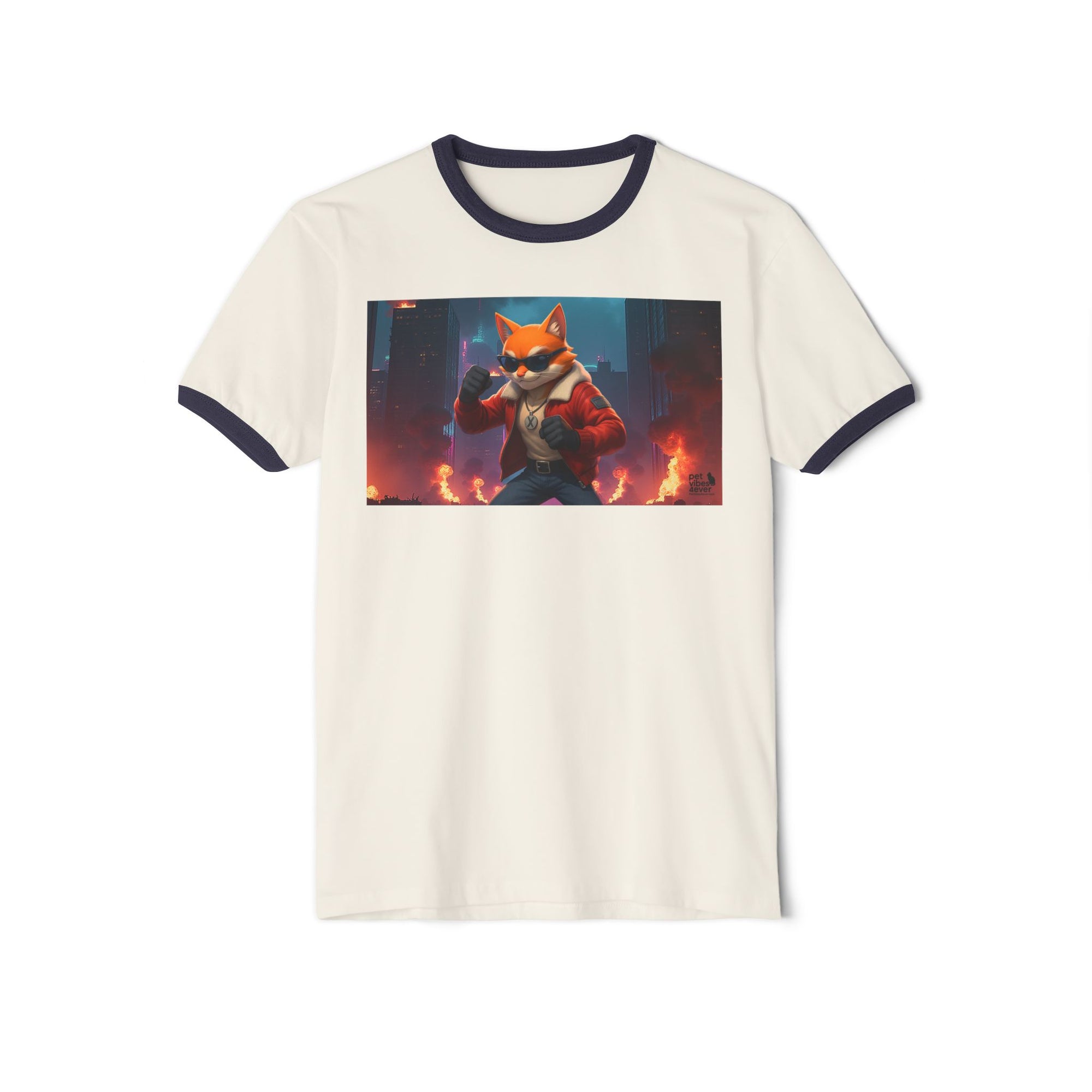 Fire Rescue Fox Unisex Cotton Ringer T-Shirt, Casual Wear, Gamer Shirt, Animal Lover Gift, Style Tee, Fun Fashion