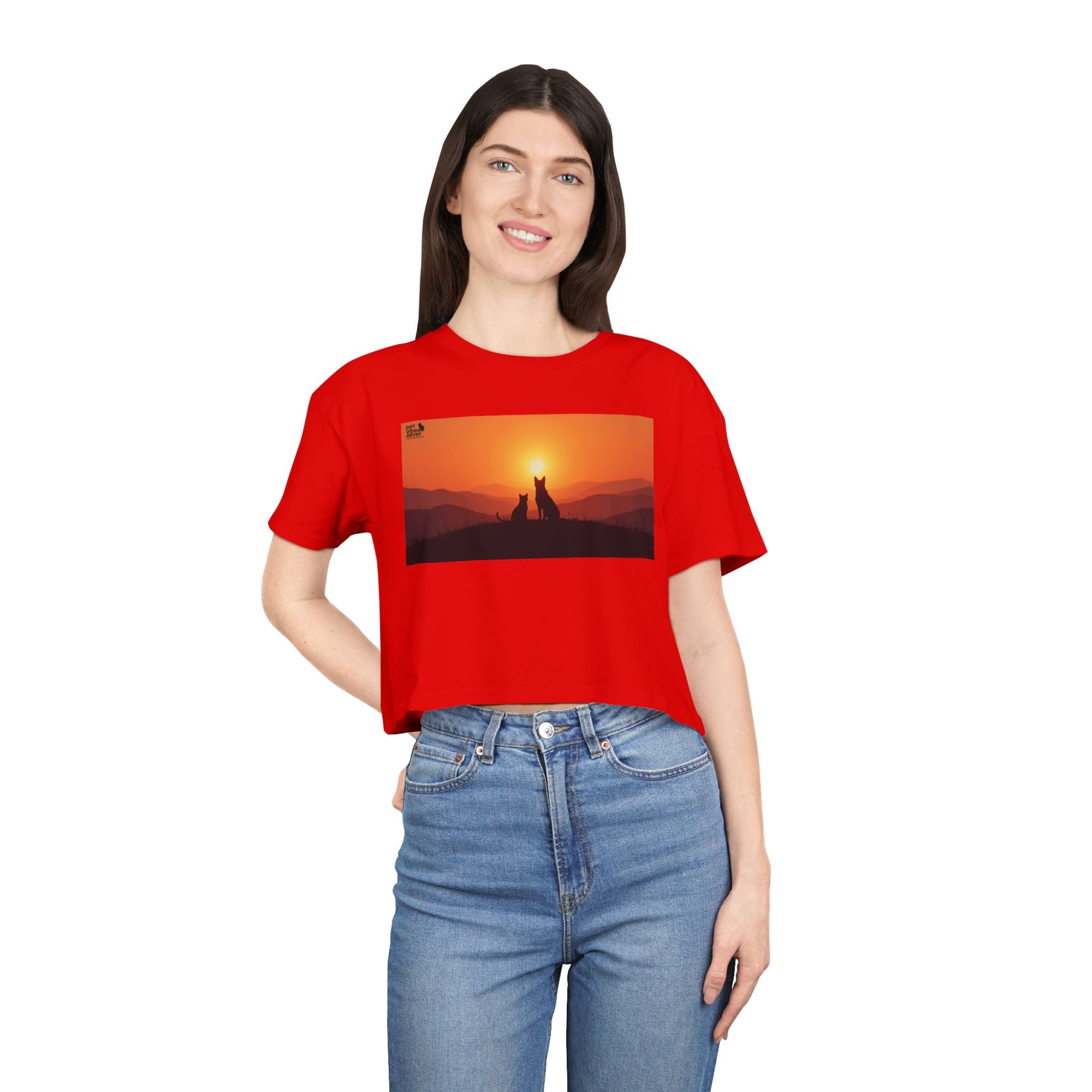 Sunset Lovers Women's Crop Tee, Summer Fashion, Casual Wear, Cute Gift, Nature Tee, Boho Style