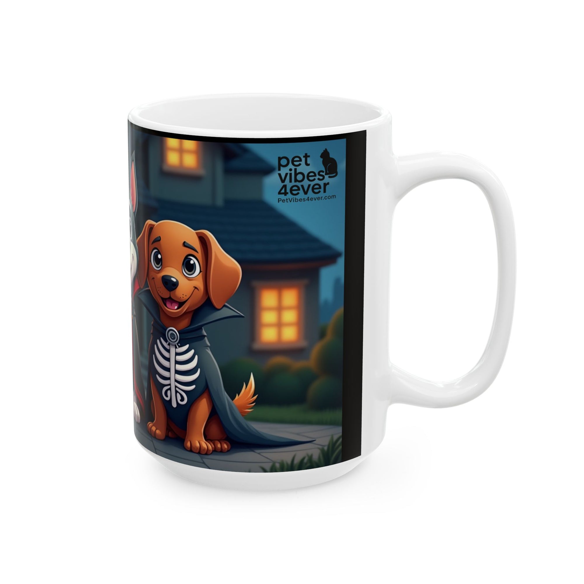 Halloween Dog Lover's Ceramic Mug, Cute Pup Design, 11oz, 15oz, Perfect for Gifts, Home Decor, Pet Lovers, Coffee, Hot Chocolate