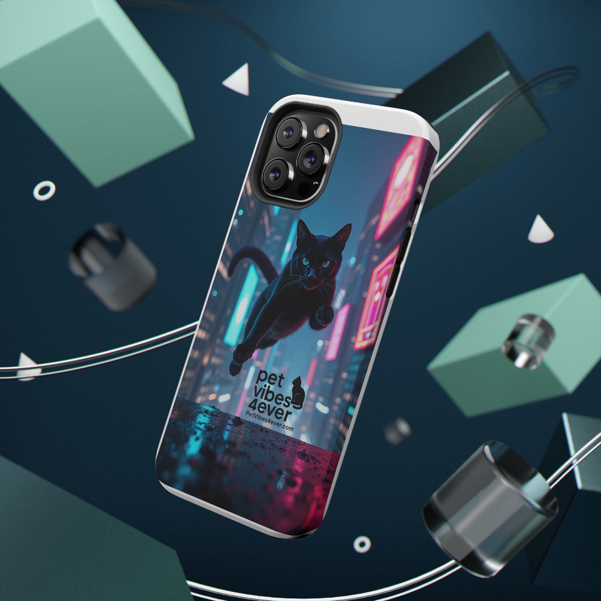 Cat-Themed Phone Case with Pet Vibes Design, Impact-Resistant Phone Case, Gift for Cat Lovers, Cute Pet Merchandise, Stylish Phone Accessory