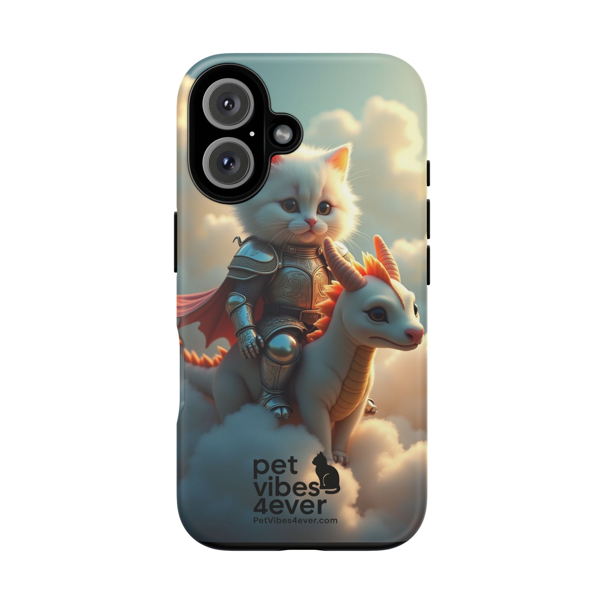 Pet Vibes Phone Case, Cute Cat and Dragon Design, Tough Phone Cover, Gift for Animal Lovers, Unique Pet Themed Accessory