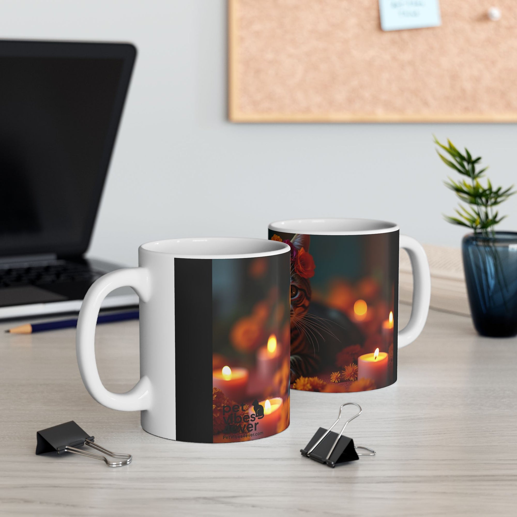 Whimsical Cat Floral Mug | Ceramic Tea Cup | Perfect Gift for Cat Lovers, Cozy Home Decor, Birthday, Cat-Themed Party
