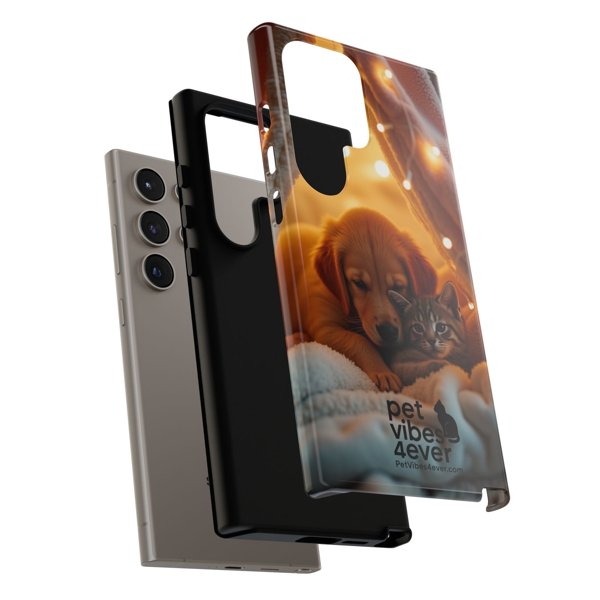 Pet Vibes Phone Case - Cute Dog & Cat Design, Animal Lover Gift, Customizable Pet Phone Cover, Collage Print Case for Kids