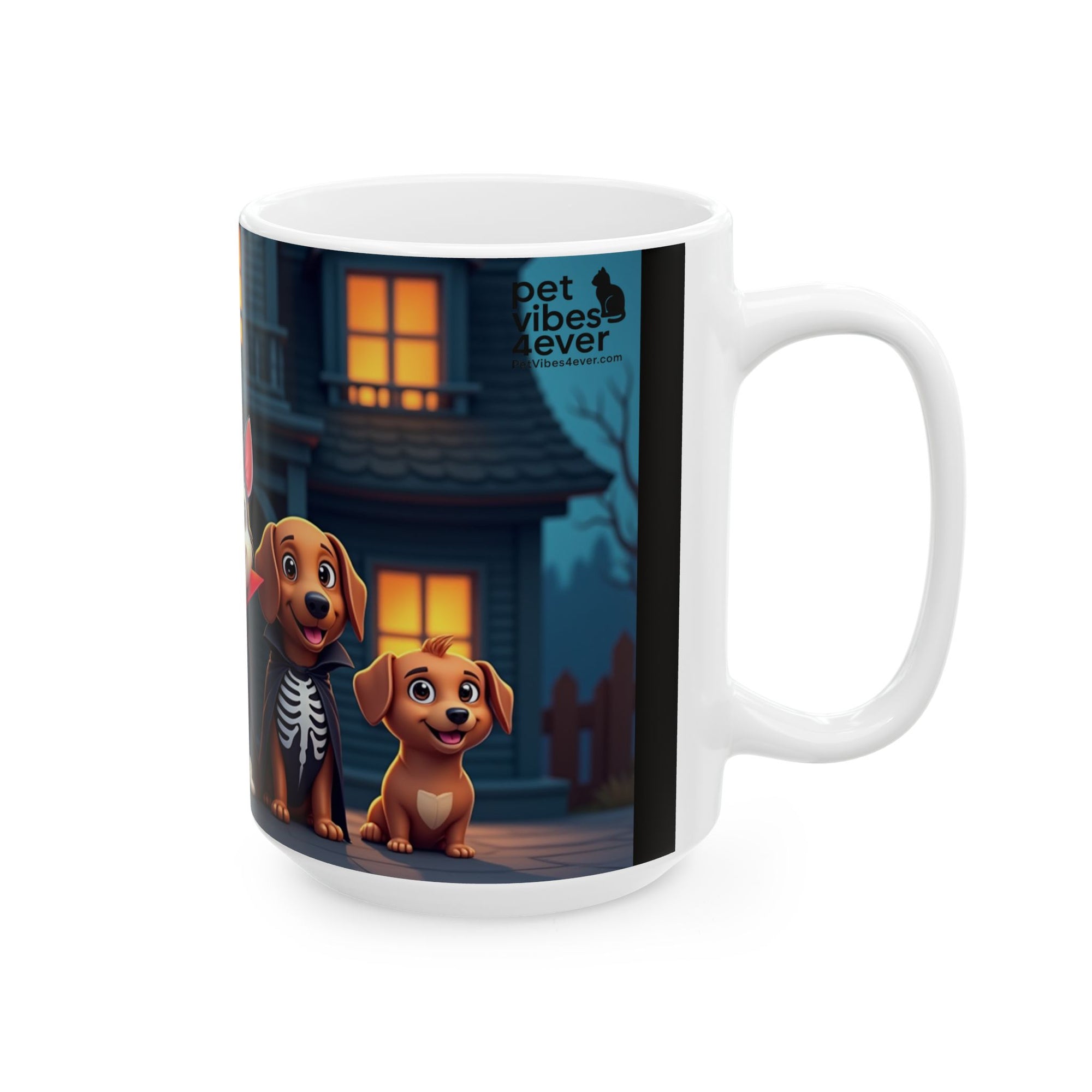 Halloween Dog Lovers Mug, Cute Canine Gift, Pet Owner Coffee Cup, Trick or Treat Drinkware, Spooky Pet Mug
