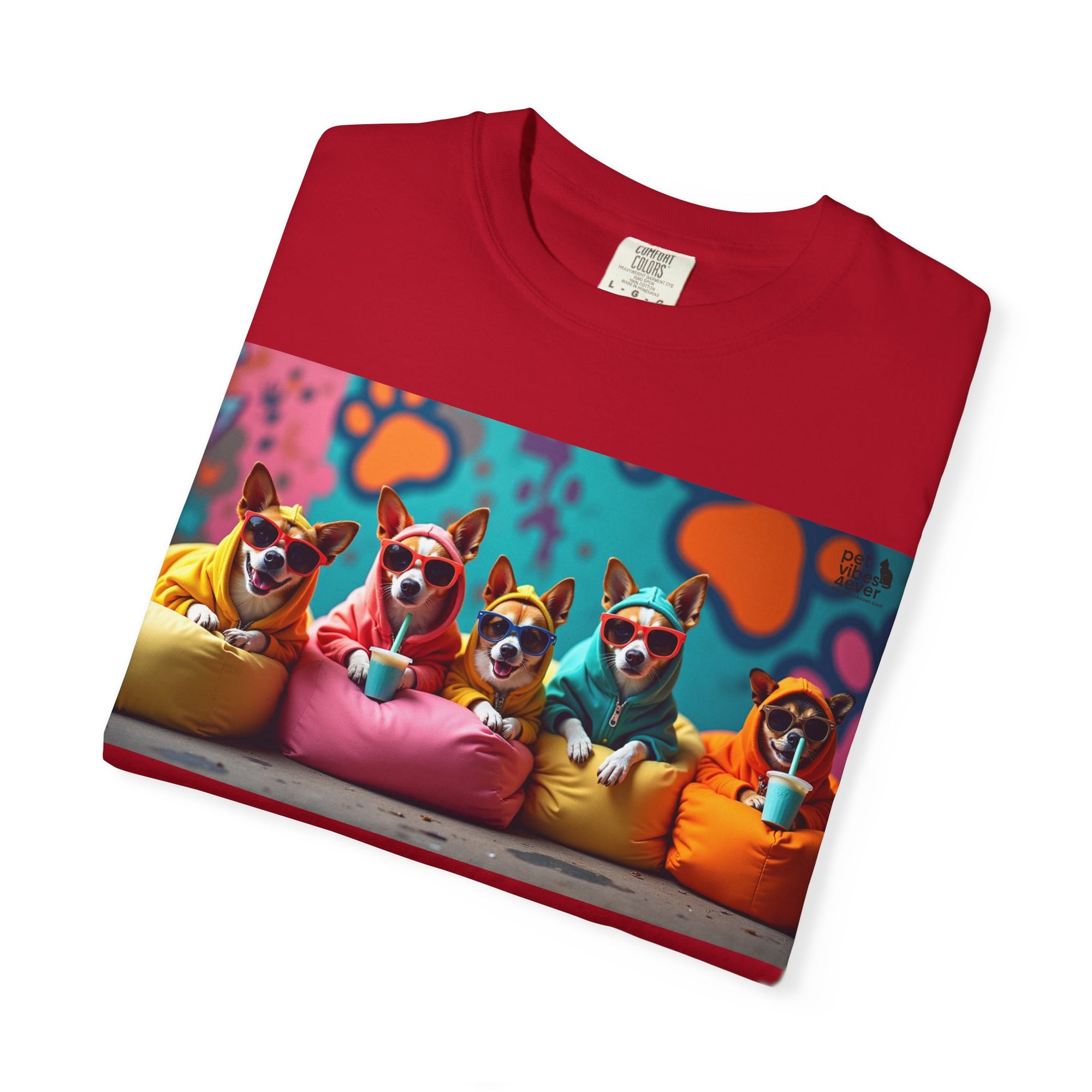 Playful Dog-Themed Unisex Garment-Dyed T-shirt, Pet Lover Gift, Casual Wear, Birthday Party Tee, Colorful Animal Art