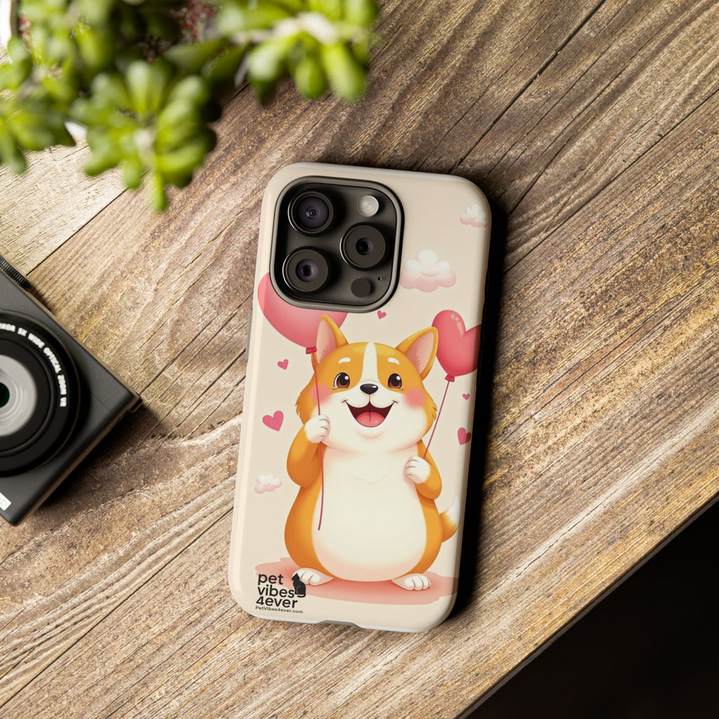 Corgi Love Phone Case, Cute Pet Gift, Animal Lover Accessory, Custom Phone Cover, Valentine's Day Gift