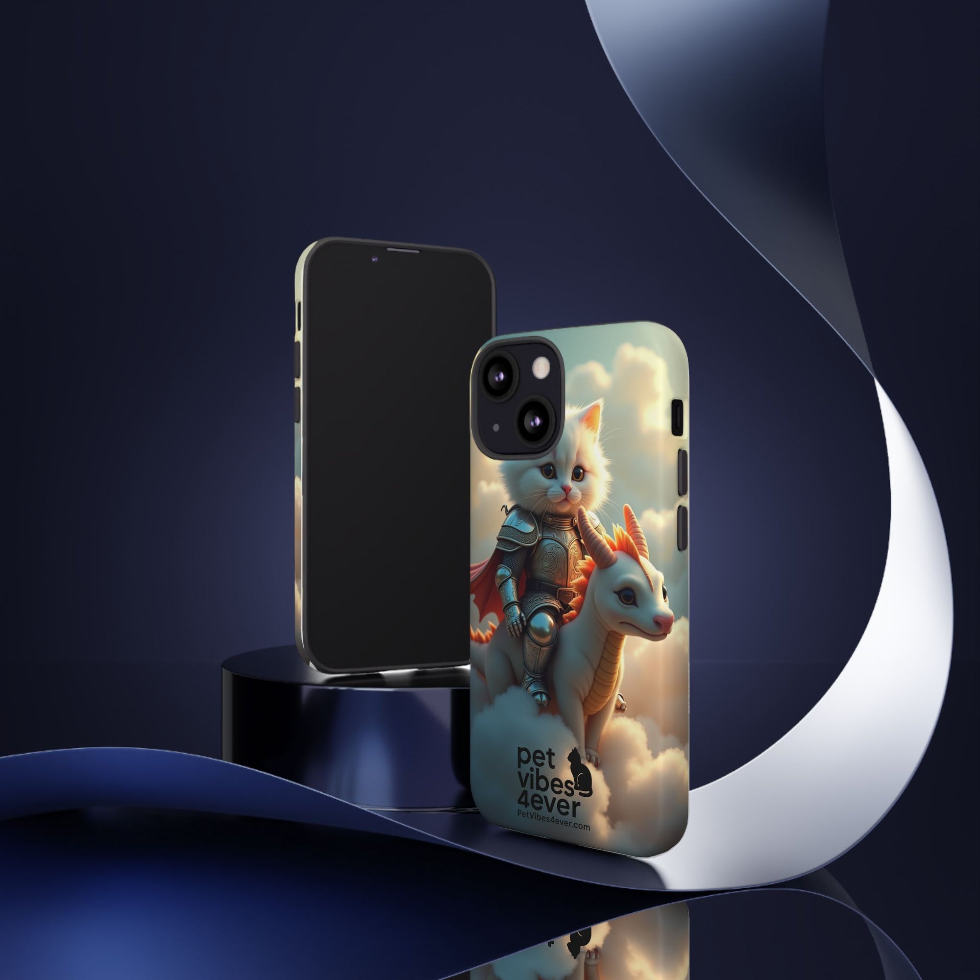 Pet Vibes Phone Case, Cute Cat and Dragon Design, Tough Phone Cover, Gift for Animal Lovers, Unique Pet Themed Accessory