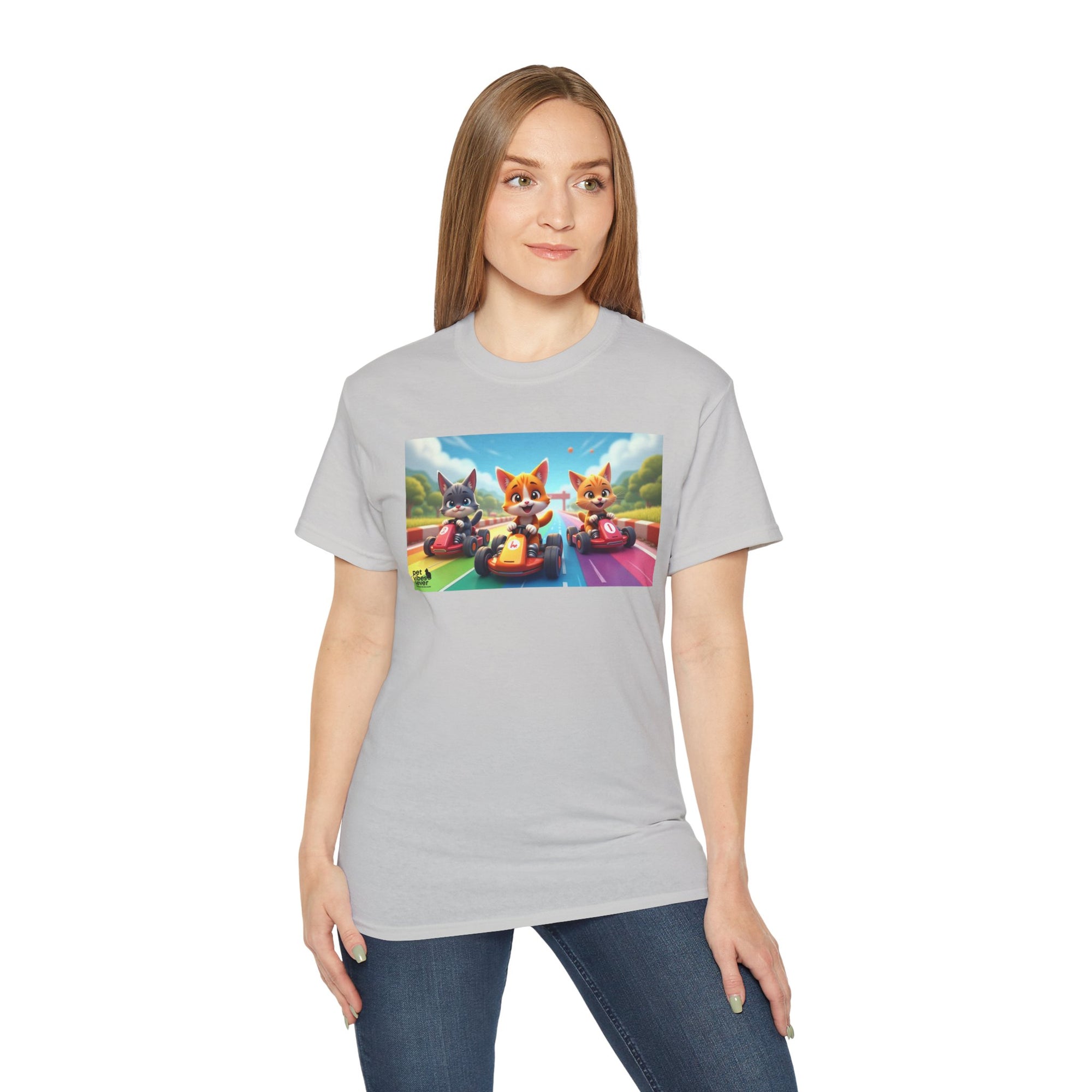 Cartoon Racing Friends Unisex Tee, Fun Gift for Gamers, Kid-Approved Style, Birthday Present, Family Game Night Apparel