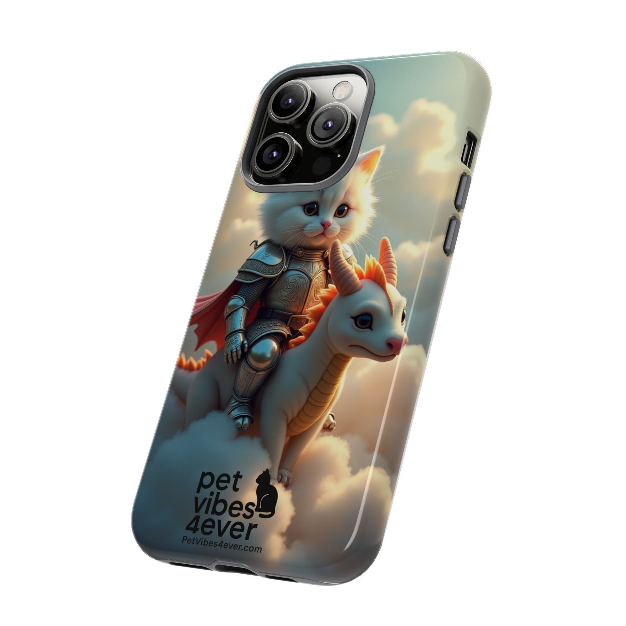 Pet Vibes Phone Case, Cute Cat and Dragon Design, Tough Phone Cover, Gift for Animal Lovers, Unique Pet Themed Accessory
